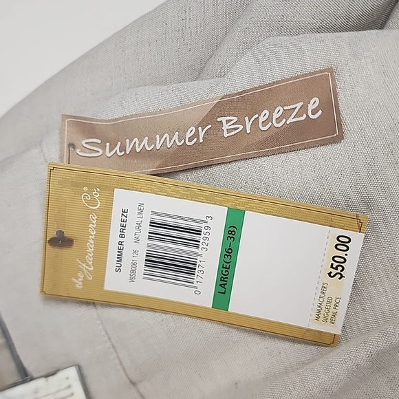 The Havanera Co. Sz 36-38 Natural Linen summer breeze pants.  Comfy elastic tie - Picture 11 of 13
